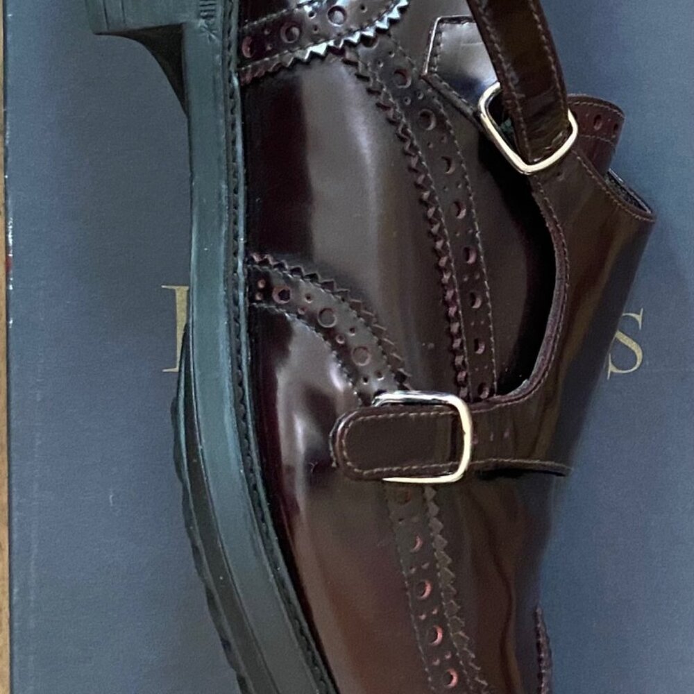 DOUCAL - Burgundy Vitello Spazzalotto Leather Dress Shoes - Men's Size 10/EUR 43